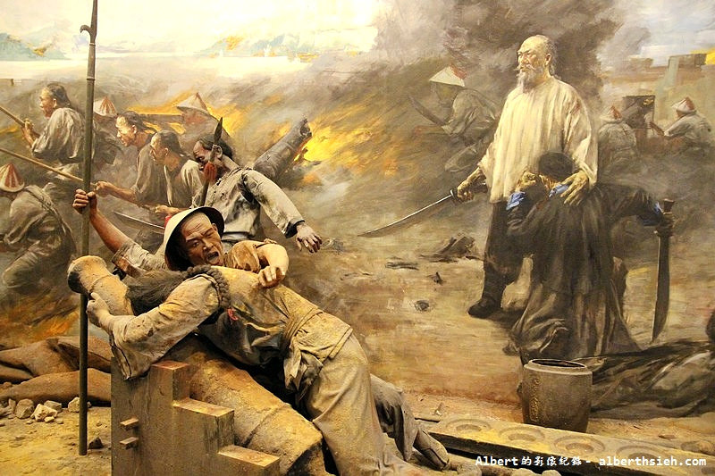廣東水師提督關天培在虎門砲台戰死沙場的油畫圖